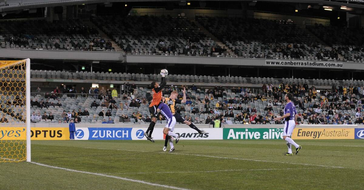 Only 5139 people turned up to watch Perth beat the Mariners 2-1 at Canberra Stadium in the 2009 A-League season. Photo: ANDREW SHEARGOLD