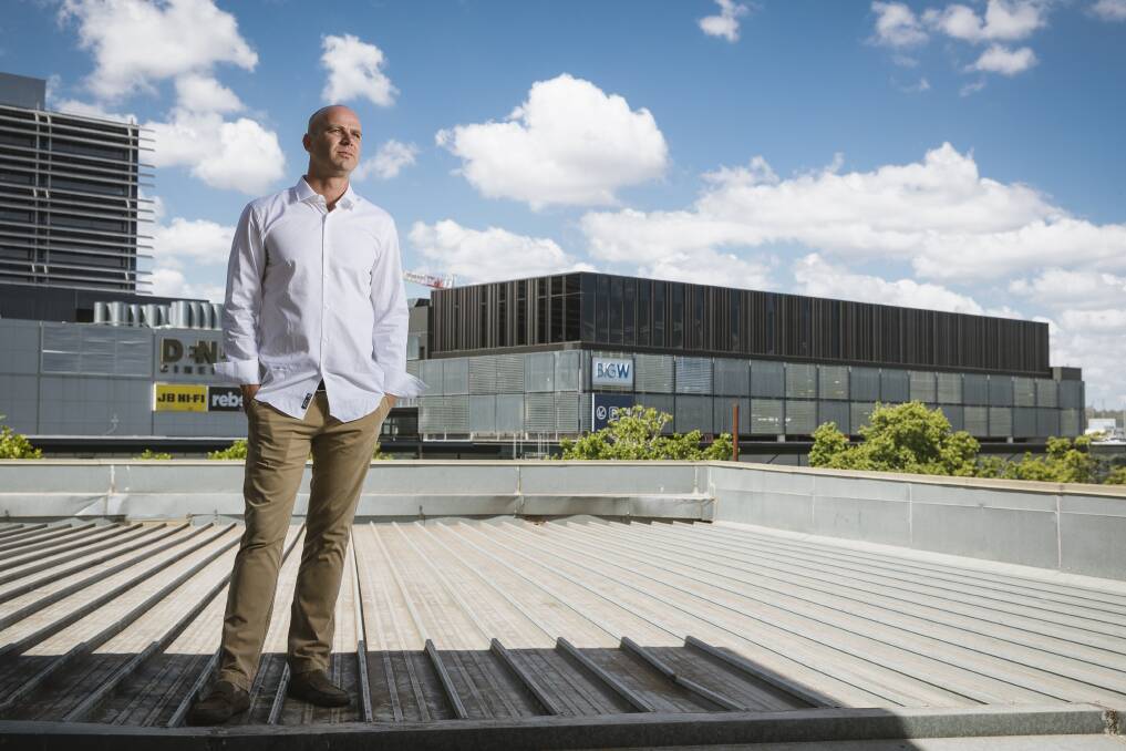 Nick Parkinson on the rooftop he plans to turn into a bar in Garema Place. Photo: Sitthixay Ditthavong