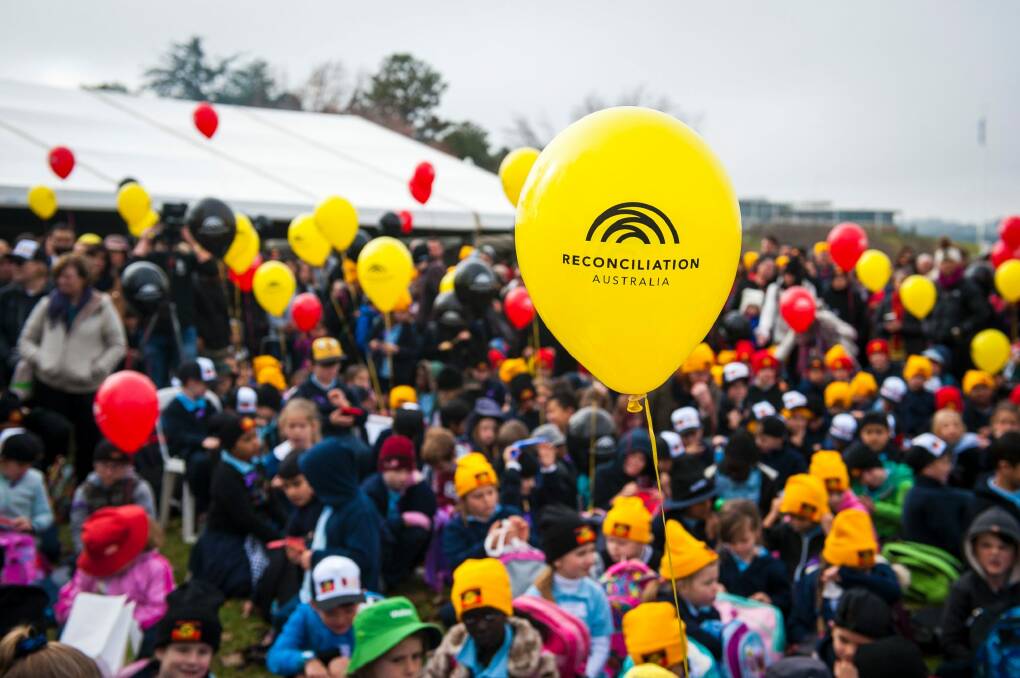 At least 1000 attended the Sorry Day bridge walk in Canberra. Photo: Dion Georgopoulos
