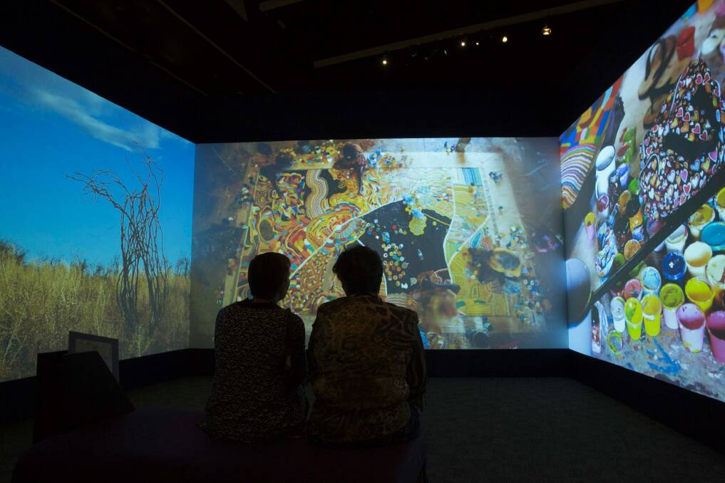 Songlines: Tracking the Seven Sisters exhibition Always Walking Country: Parnngurr Yarrkalpa in Songlines at the National Museum of Australia. Photo: George Serras Photo: George Serras