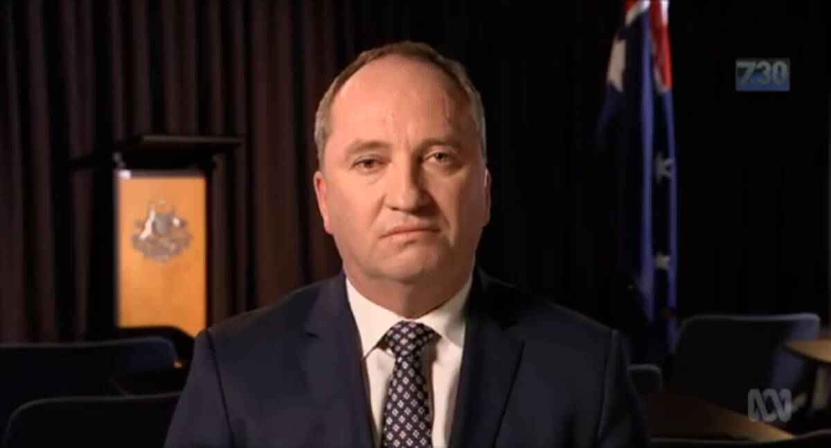 Deputy PM Joyce said the breakdown of his marriage was one of the "greatest failures" in his life on ABC's 7:30 program. Photo: ABC 7:30