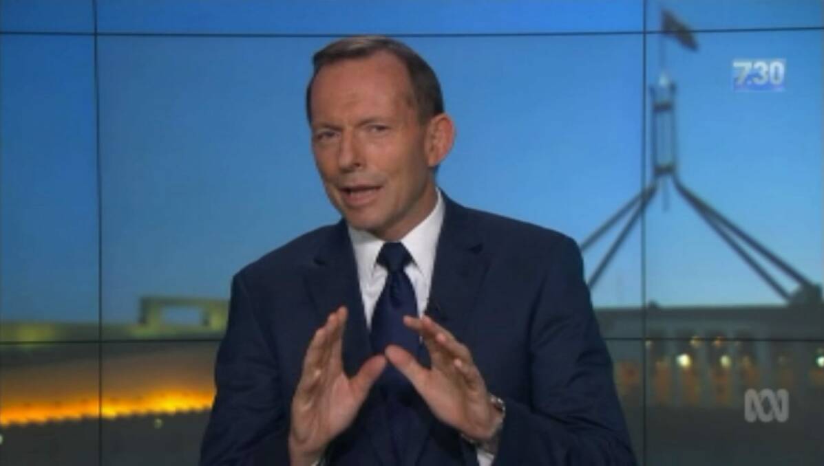 Former PM Tony Abbott appears on the ABC's 7.30 program on Wednesday night. Photo: ABC
