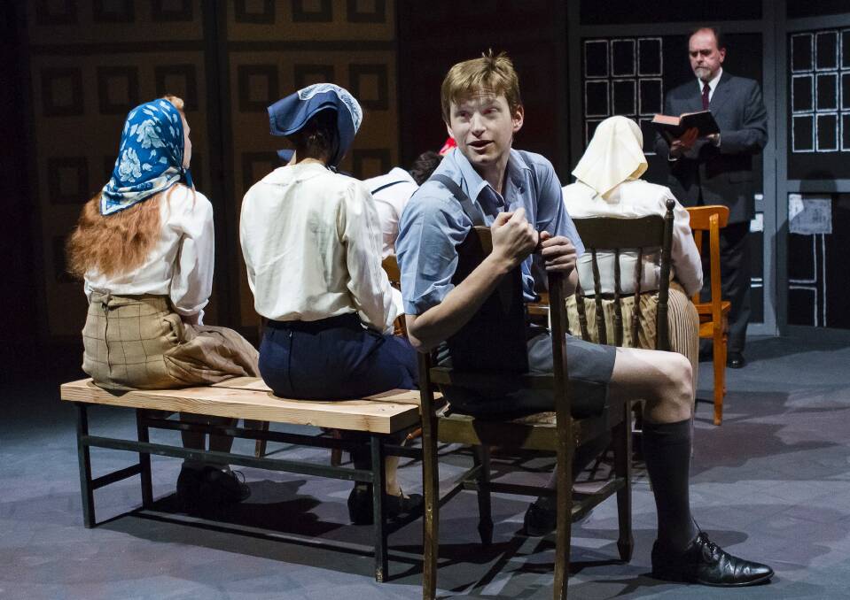 <i>The Book of Everything</i>:  Madeline Kennedy, Lainie Hart, Miles Thompson, Lachlan Ruffy, Liz de Totth and Jerry Hearn, for which Chris Ellyard did lighting design. Photo: Cliff Spong
