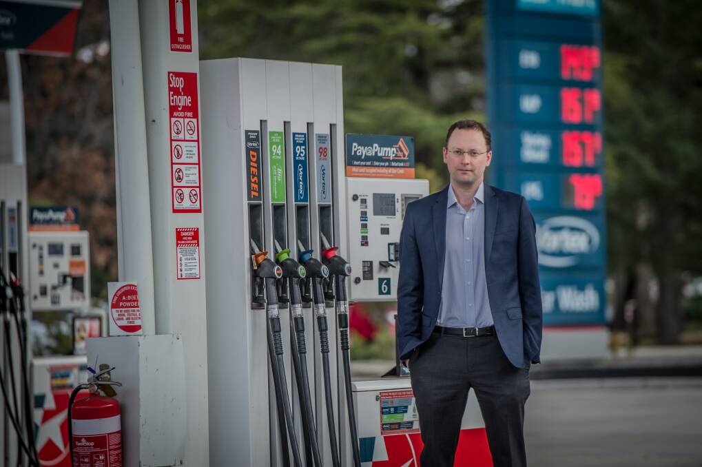 ANU economist from the Crawford School of Public Policy Dr Paul Burke. Dr Burke's research into the link between petrol prices and road fatalities finds that Australia experienced more road deaths in 2015 and 2016 due to cheaper fuel. Photo: Karleen Minney