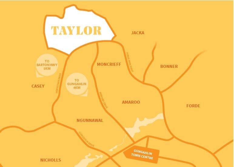 The Land Development Agency's map of Gungahlin suburb Taylor. Photo: ACT government 
