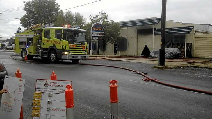A fire broke out in an unoccupied factory in Fyshwick. Photo: Graham Tidy