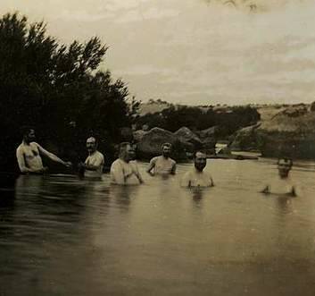 Photo by E.T Luke of Senators bathing in the Snowy River at Dalgety. Photo: National Library of Australia