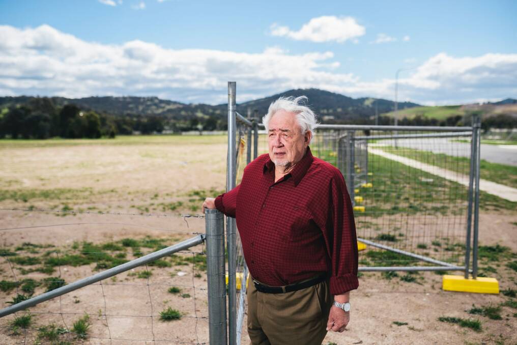 Gilmore resident Reg Philip in October, concerned about Foy's plastic-to fuel factory in Hume. Photo: Rohan Thomson