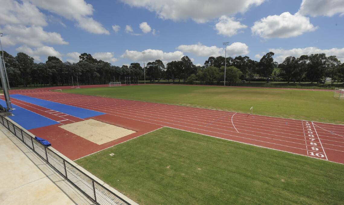 The $7m refurbishment of the Woden athletics track.  Photo: Graham Tidy