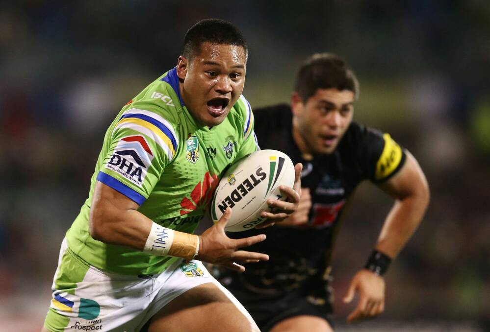 Star Canberra centre Joey Leilua injured his hamstring in the Raiders' preliminary final. Photo: Getty Images
