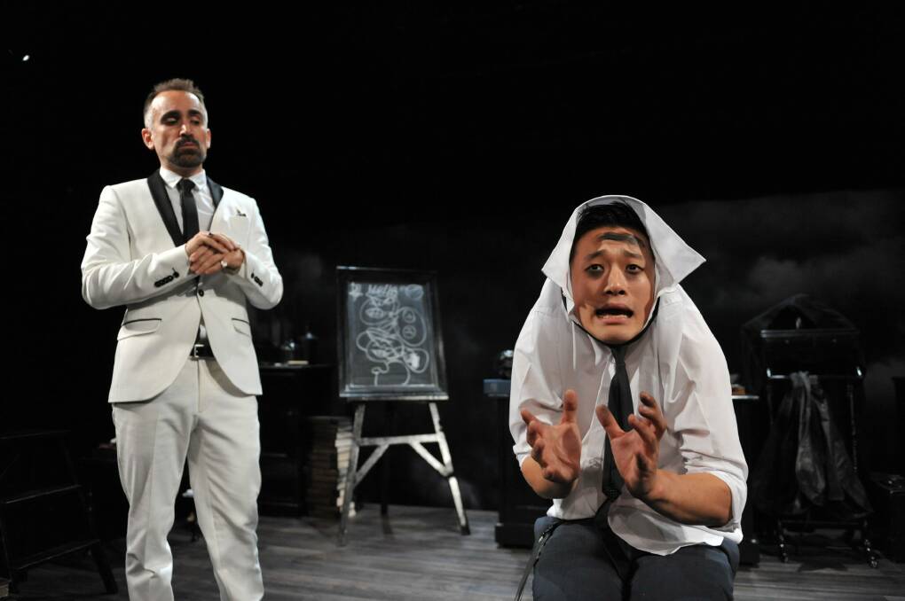 Yannick Lawry, left, as Screwtape and George Zhao as his assistant, Toadpipe, in The Screwtape Letters. Photo: John Leung