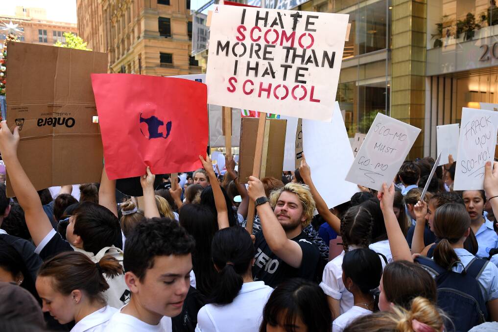 Students are being discouraged from bringing signs with swearing or targeted abuse to the movement's next protests. Photo: AAP