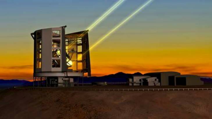 Computer-generated images of the planned Giant Magellan Telescope using lasers and adaptive optics. <em> Photo: Giant Magellan Telescope Organization </em>