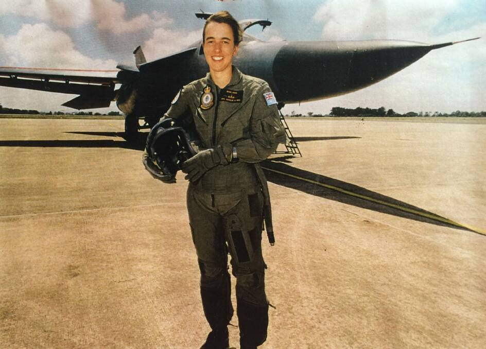 Brooke Curtin, then Brooke Chivers, after her first F-111 flight, aged 23, at Amberley, Queensland. Photo: Supplied