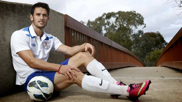 Canberra Olympic player Hristijan Tanoski at home in Charnwood after trialling with several clubs overseas. Photo: Jeffrey Chan