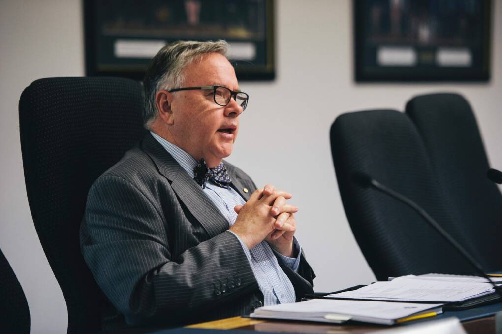 Peter Garrisson, ACT Solicitor-General, giving evidence at an ACT parliamentary inquiry on Wednesday. Photo: Rohan Thomson