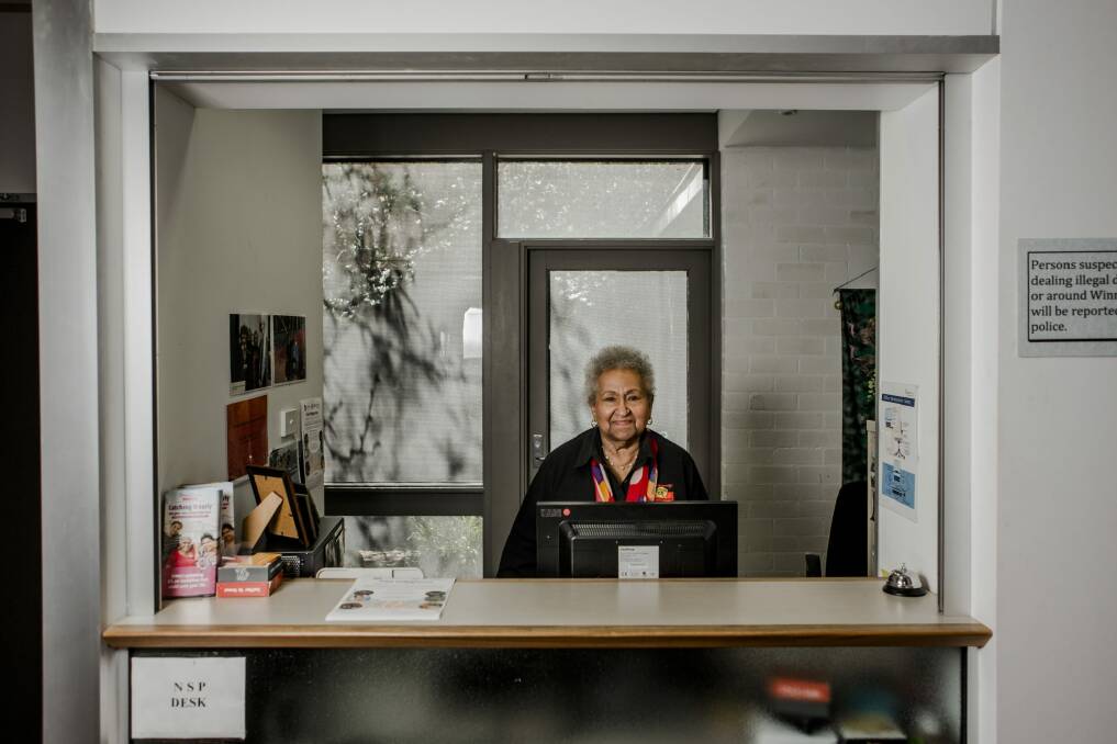 Thelma Weston, at 80 managing the Winnunga Nimmityjah needle exchange program. Photo: Jamila Toderas
