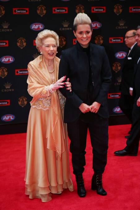 Susan Alberti and Moana Hope on the Brownlow red carpet earlier this year. Photo: Pat Scala