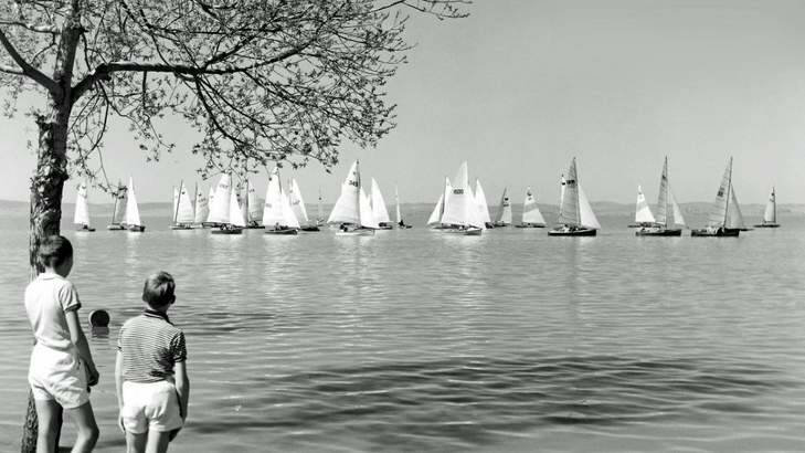 Perfect view ... Sailing boats on Lake George in 1961. Photo: Supplied by Peter Foster