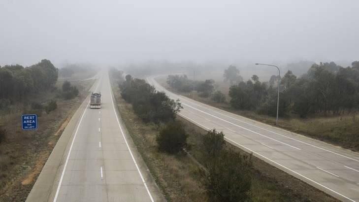 Fog near Yass on the Hume Highway. Photo: Rohan Thomson