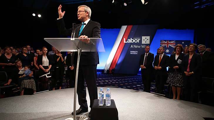 Prime Minister Kevin Rudd at the ALP campaign launch in Brisbane on Sunday. Photo: Andrew Meares