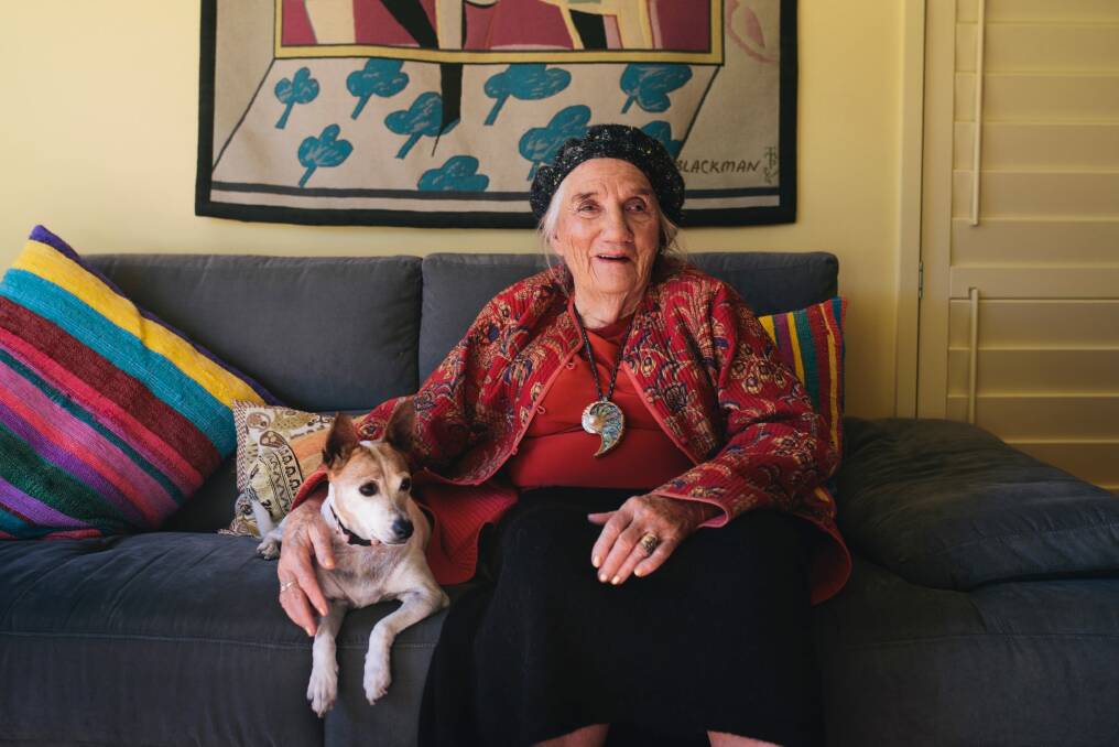 Barbara Blackman and her dog Piece of String at home in Canberra. Photo: Rohan Thomson