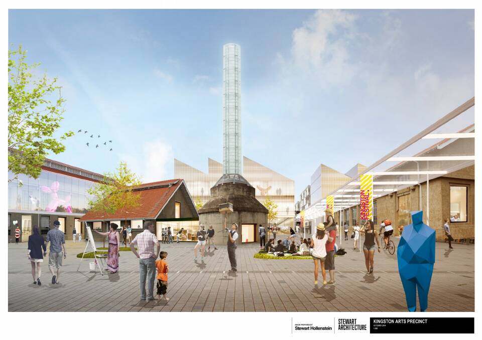Artist's impression of the Kingston Arts Precinct taking in the Canberra Glassworks proposed in the ACT government's feasibility study for the site. Photo: Stewart Architecture