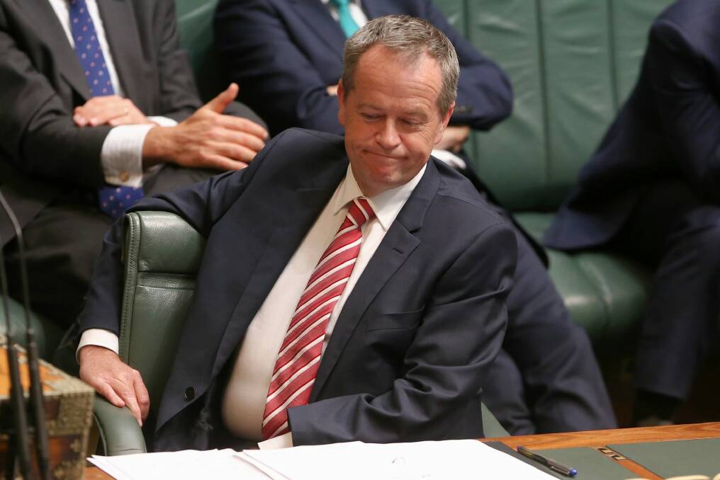 Opposition Leader Bill Shorten during question time at Parliament House in Canberra.  Photo: Alex Ellinghausen