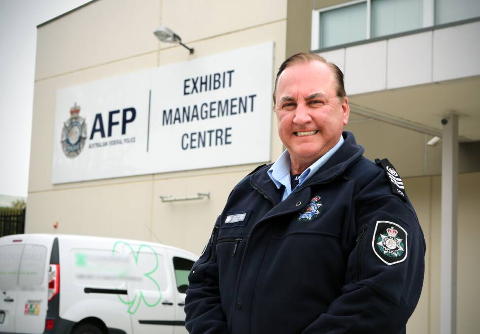 Detective Sergeant Garry Noble outside the ACT Policing Exhibit Management Centre. Photo: ACT Policing