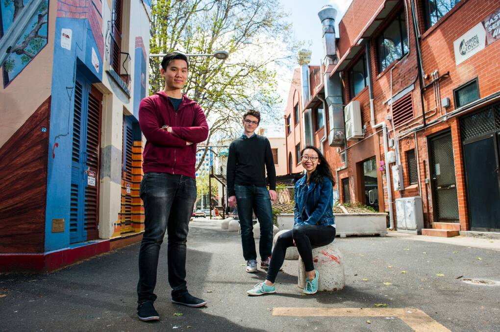 Trajavu founders Reuben Khong, Marshall Clifton and Jeanette Zhang. Photo: Elesa Kurtz