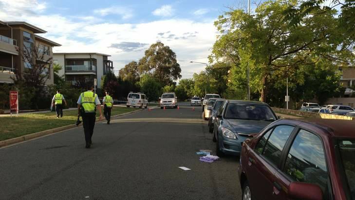 Police at the scene of a serious hit and run in Braddon early Sunday morning. Photo: Supplied by ACT Policing.