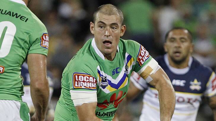 Terry Campese of the Raiders in action during the round five NRL match against North Queensland Cowboys. Photo: Stefan Postles