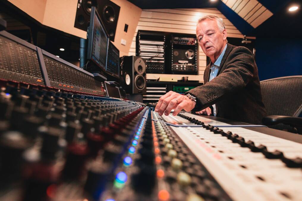Australian record producer and audio engineer Mark Opitz at the opening of the ANU's new state-of-the-art recording studio at the School of Music. Photo: Rohan Thomson