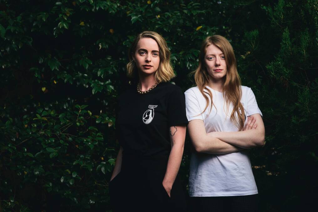 Canberra Band Moaning Lisa frontwomen Charlotte Versegi and Hayley Manwaring have spoken about anti-social behaviour at gigs. Photo: Rohan Thomson