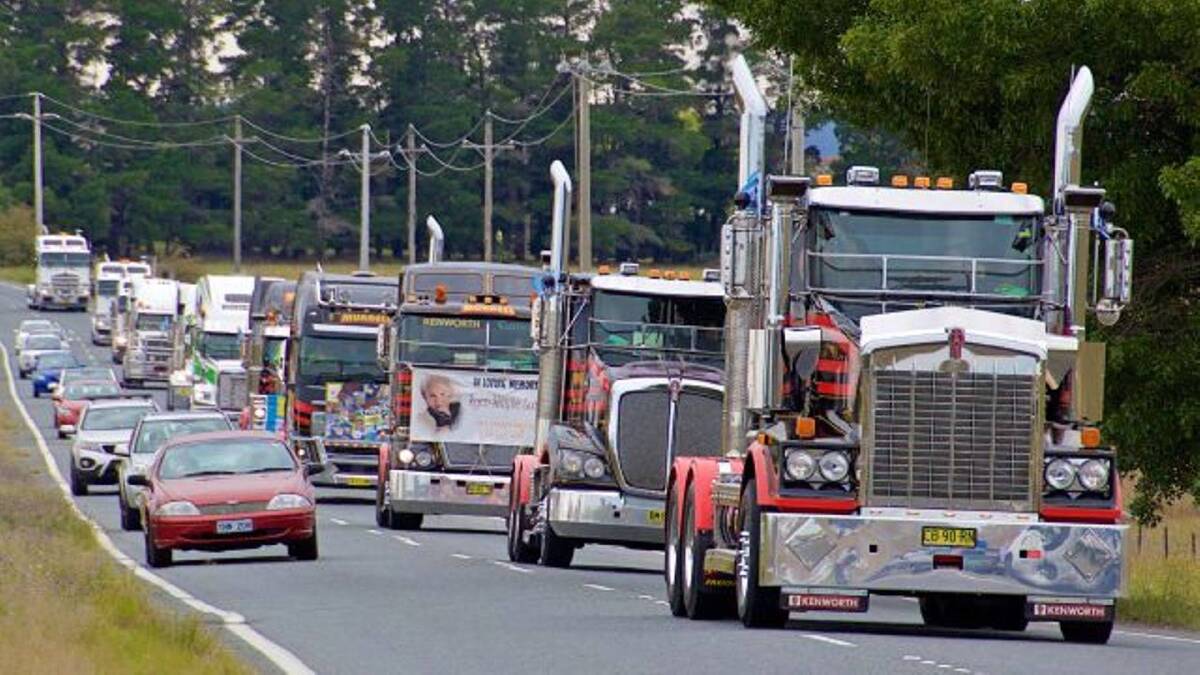 Four hundred trucks have been registered to take part in the Convoy for Cancer Families in Canberra on Sunday. Photo: Supplied