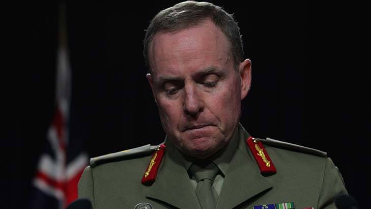 Chief of Army, Lieutenant General David Morrison speaks to the media during a press conference in Canberra. Photo: Alex Ellinghausen