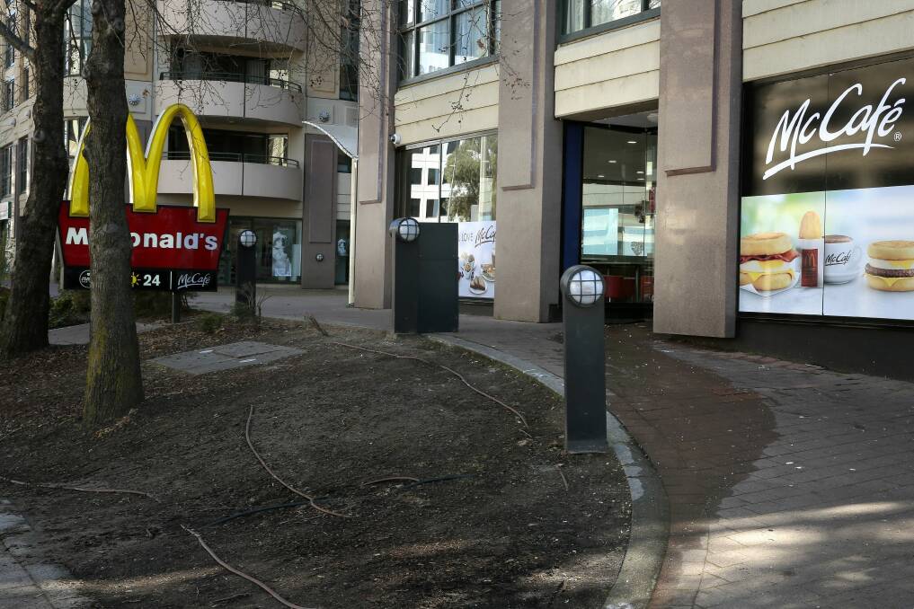 Staff at McDonald's Braddon were threatened with a knife during a robbery overnight. Photo: Jeffrey Chan