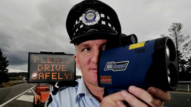 First Constable Brett Fitzroy keeps an eye on ACT's drivers. Photo: Jay Cronan