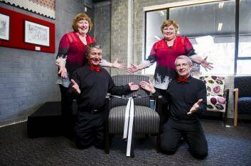 Proceedings: Shiraz vocal group Anita Cleaver, Chris Drury, Pam Foley, and Graeme Clarke launch of the new 'Occasion' range of waiting room furniture in Fyshwick. Photo: Rohan Thomson