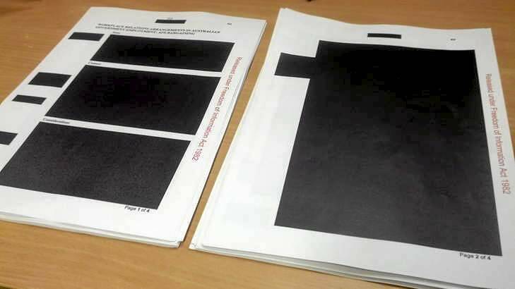 The commission's mostly censored blue book ... or should that be black book? Photo: Markus Mannheim