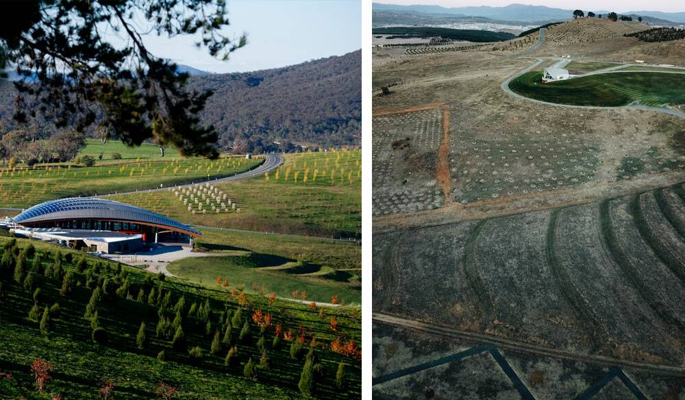 The National Arboretum in Canberra. Then and now. Photo: Fairfax Media