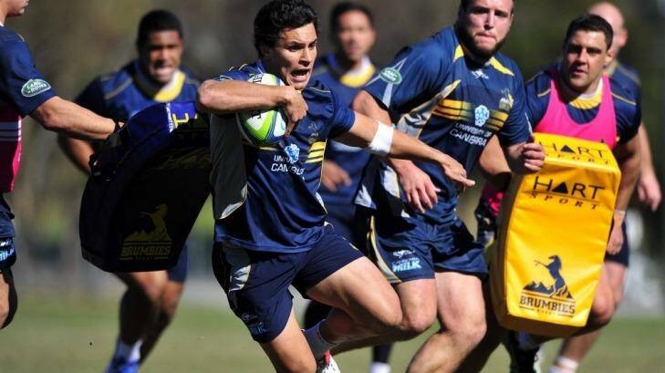 Matt Toomua  and Nic White aspire to forge a similar combination to Brumbies and Wallabies greats George Gregan and Stephen Larkham. Photo: Jeffrey Chan