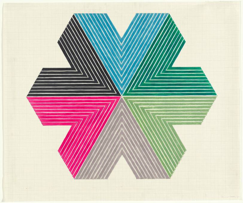 Frank Stella's <i>Star of Persia II</i> from the <i>Star of Persia</i> series  where the stripes and lines develop a hypnotic intensity.