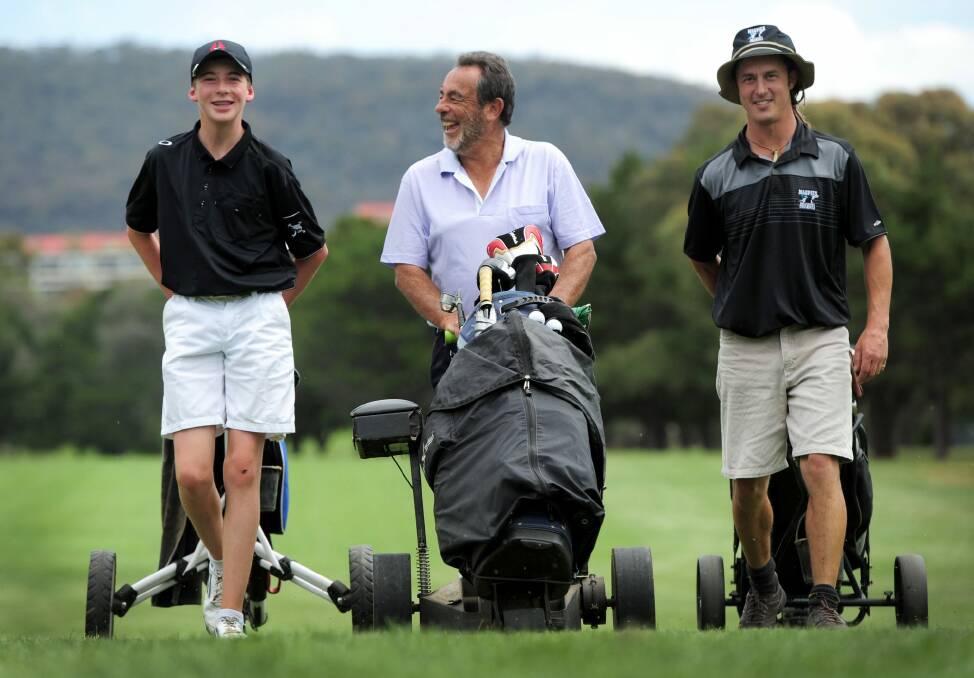 Left to right, Brett, Paul and Troy Levier are dominating Canberra's courses. Photo: Graham Tidy