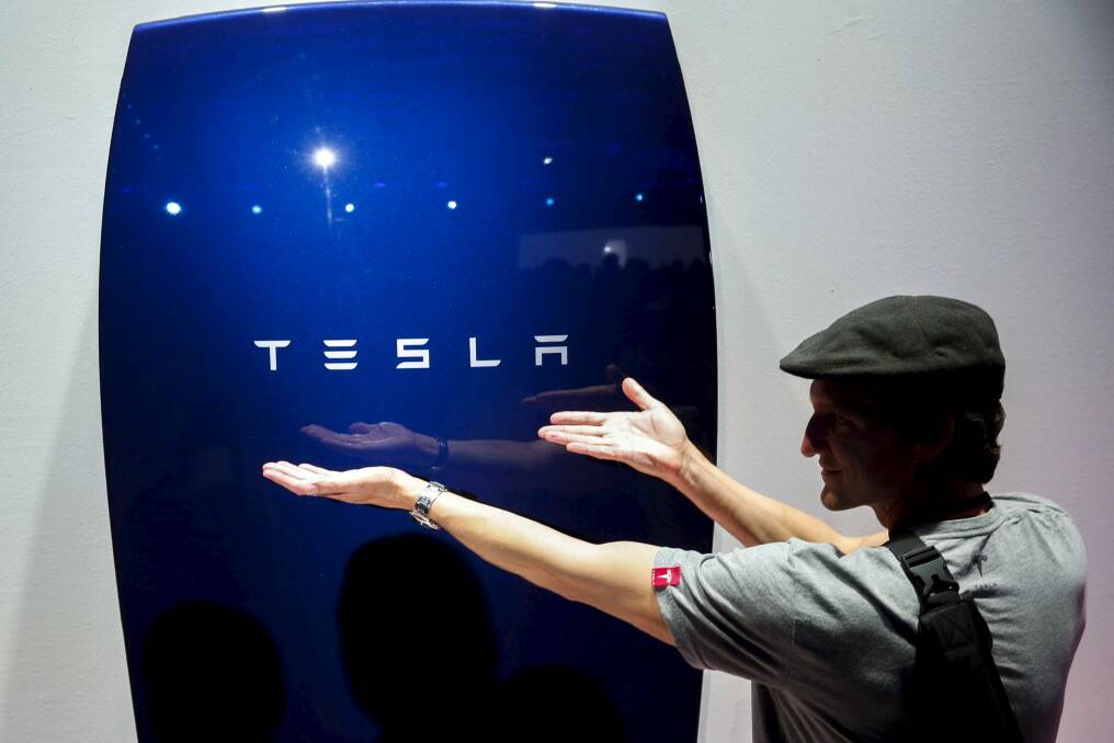 The new Tesla Energy Powerwall Home Battery launched in Hawthorne, California on Friday. Photo: Reuters