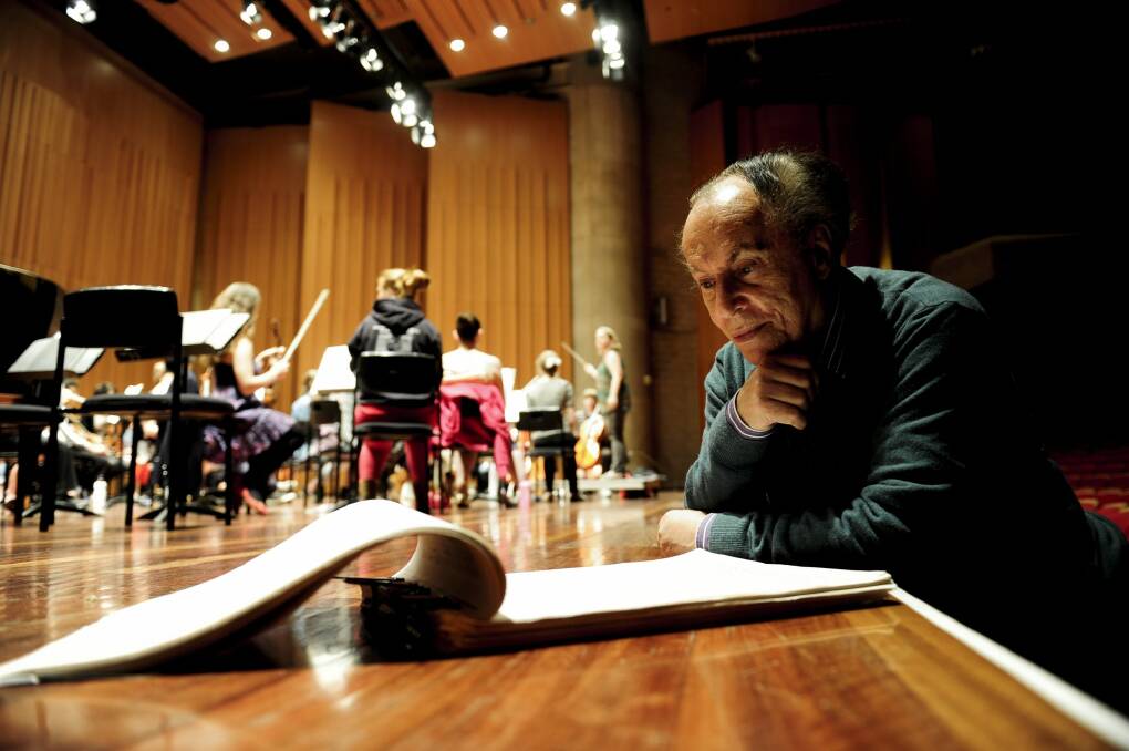 Emeritus Professor Larry Sitsky during a rehearsal of his Concerto for Orchestra. Photo: Melissa Adams 