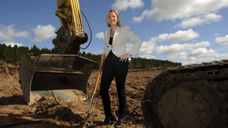 ACT Chief Minister Katy Gallagher at the first sod being turned on the Majura Parkway. Photo: Colleen Petch