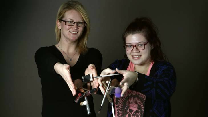 Kylie Travers of Garran and Ashleigh Miller from Chisholm are going make up free on Friday, August 30 for Makeup Free Me to raise money for the Butterfly Foundation. Photo: Jeffrey Chan