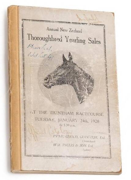 The 1928 Annual New Zealand Thoroughbred Yearling Sales catalogue bought by the National Museum of Australia Photo: Supplied
