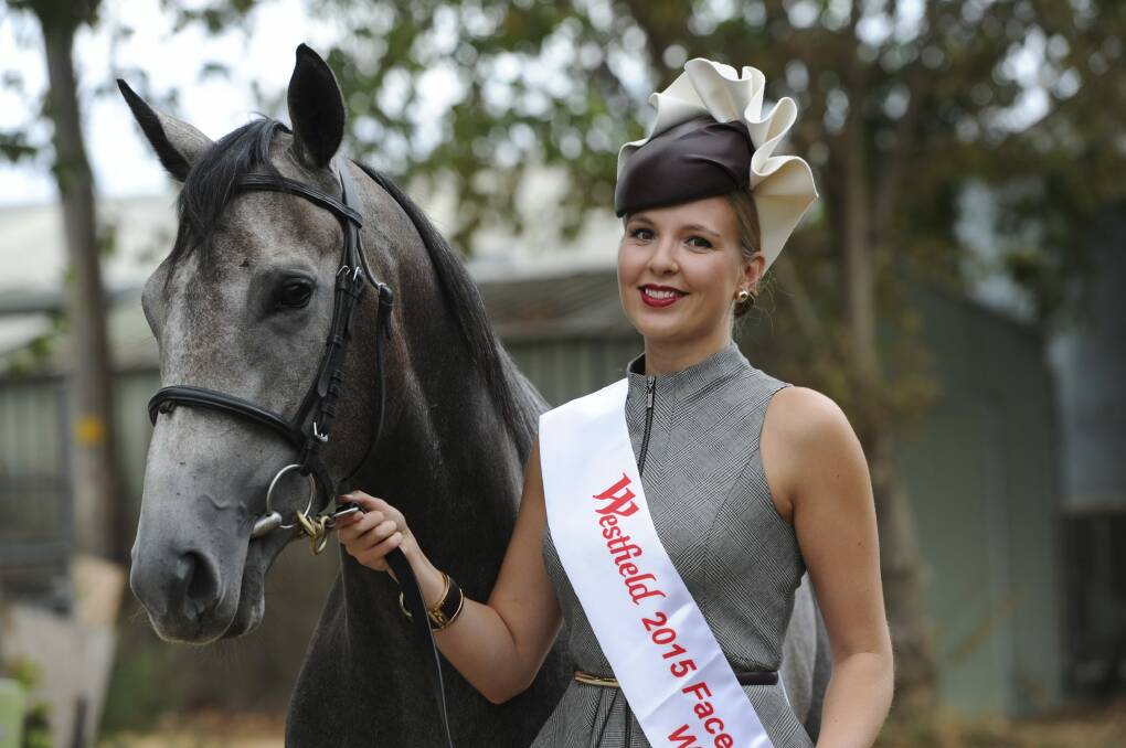 Newly crowned 2015 Face of Canberra Racing Kate Speldewinde, 26, of Nicholls, with the Gratz Vella trained horse, Verbal. Photo: Graham Tidy